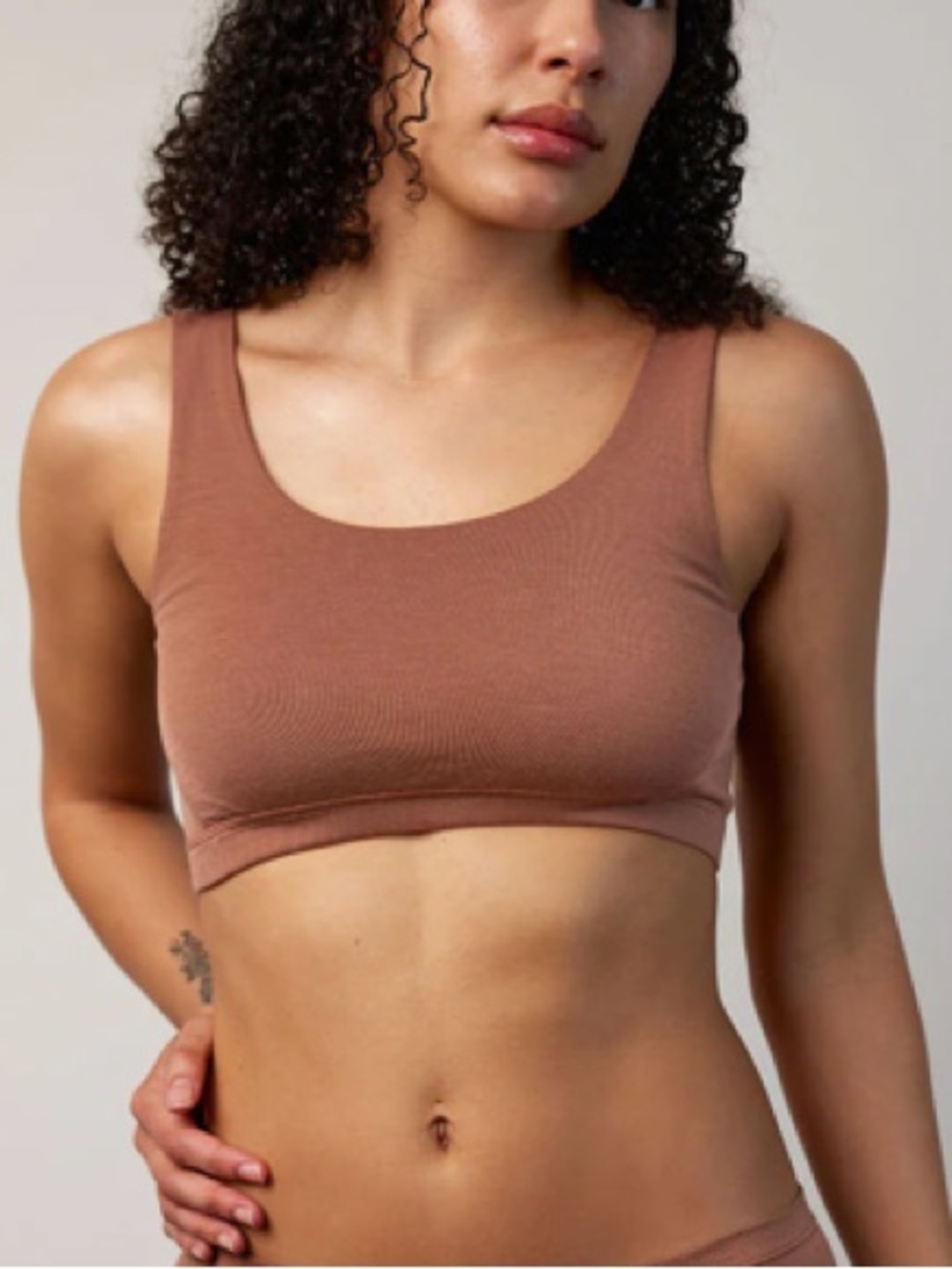 Wooland merino wool bra crop bralette XL mocha brown
